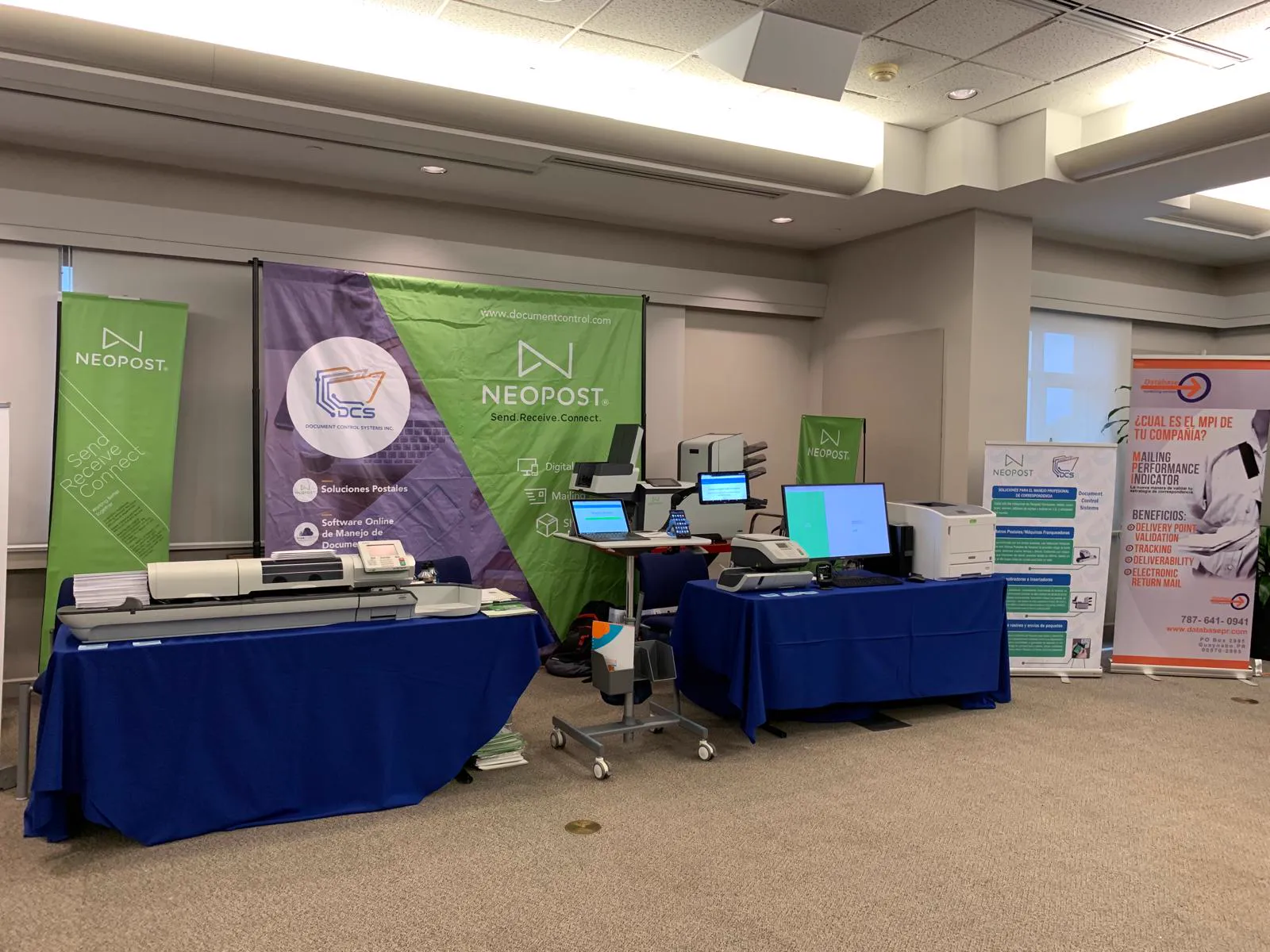 DCS exhibit with postage meters, folder-inserters and demo stations